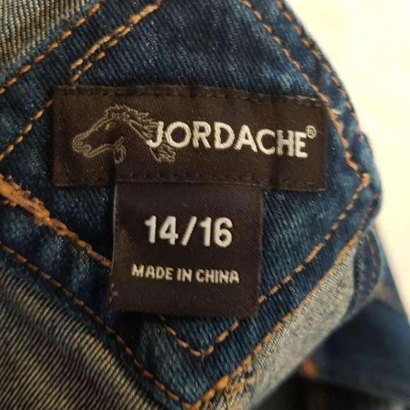 Jordache girls size 14/16 cropped jean overalls dark wash EUC - Picture 3 of 6